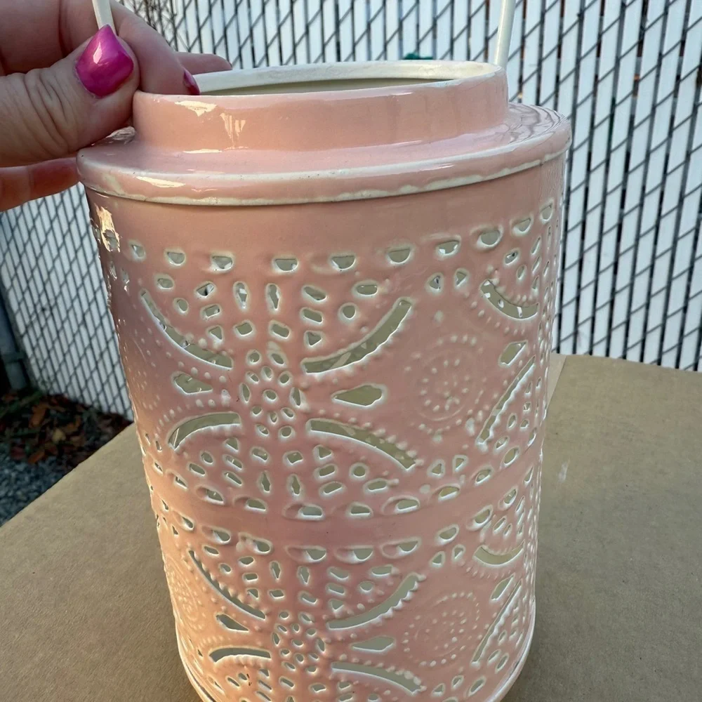 Enamel Metal Pink Decorative Lantern